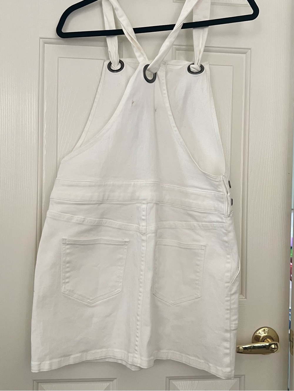 Rebecca Minkoff White Denim Button-Front Overall overalls skirt - Picture 8 of 12